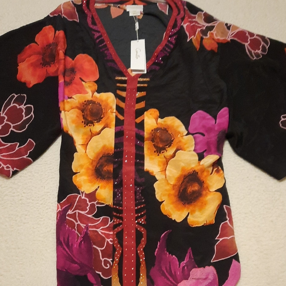 Camilla Black and Orange kaftan Swimwear 0558